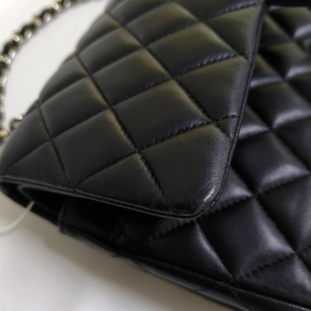 Chanel Timeless Classic Flap Medium Black Lambskin Leather Silver Hardware 4