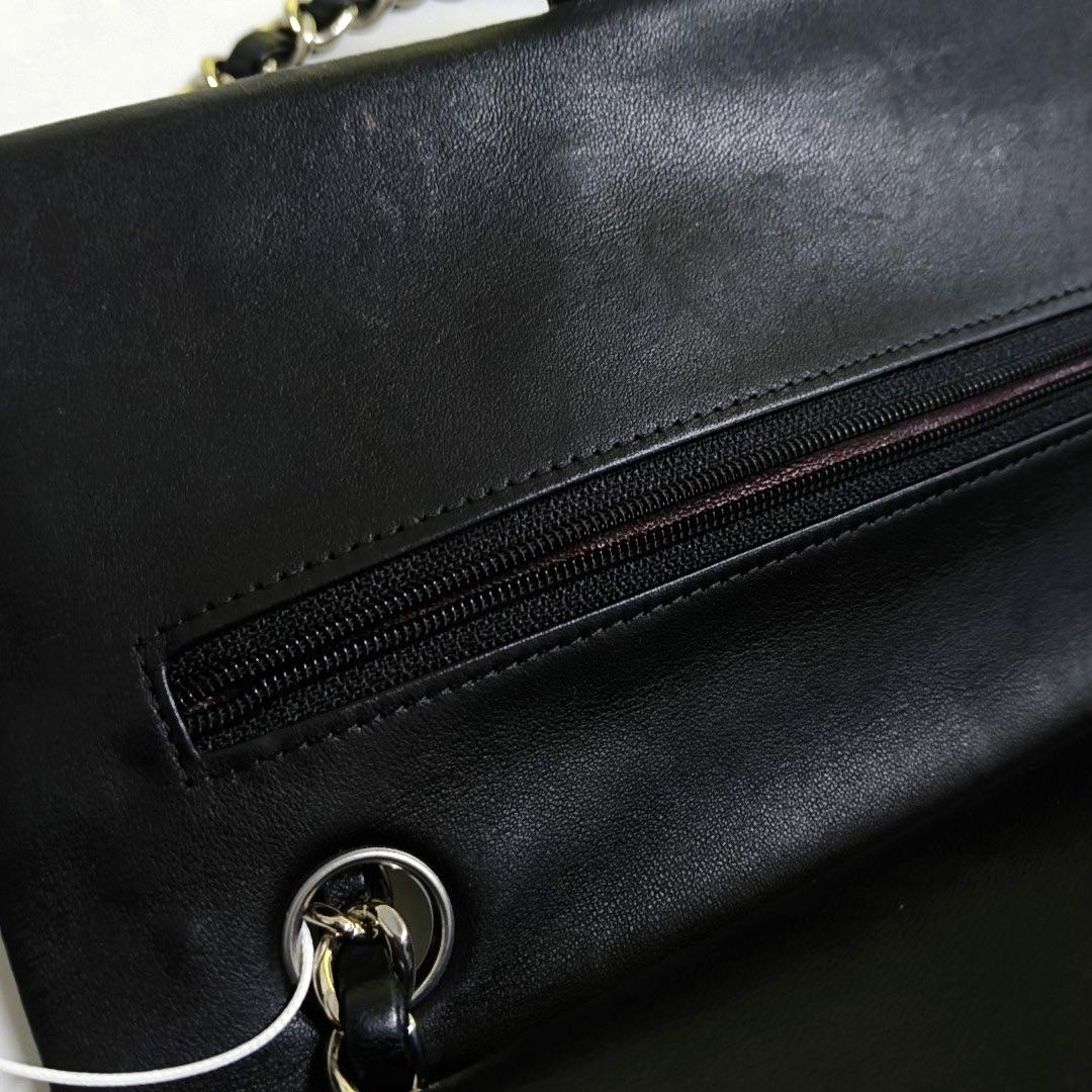 Chanel Timeless Classic Flap Medium Black Lambskin Leather Silver Hardware 5
