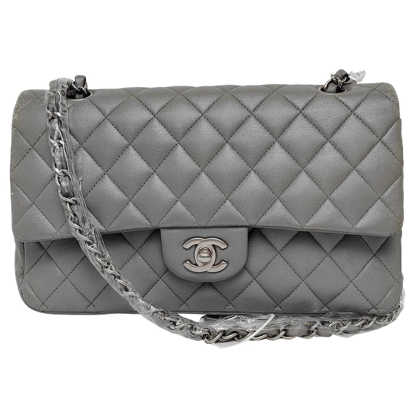 Chanel Timeless Classic Flap Medium Grey Lambskin Leather Gold Hardware, 2012