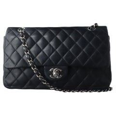 Chanel Timeless Classic Flap Medium Lambskin Leather Silver Hardware, 2009-2010
