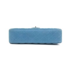 Chanel Timeless Classic Flap Medium Light Blue Caviar Leather Silver Hardware
