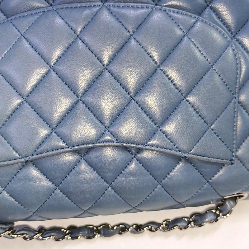 Chanel Timeless Classic Flap Medium Misty Blue Lambskin Leather Silver Hardware 5