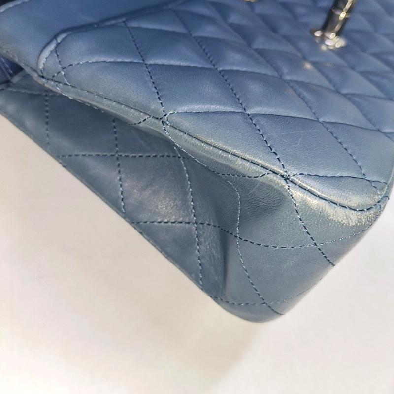 Chanel Timeless Classic Flap Medium Misty Blue Lambskin Leather Silver Hardware 7