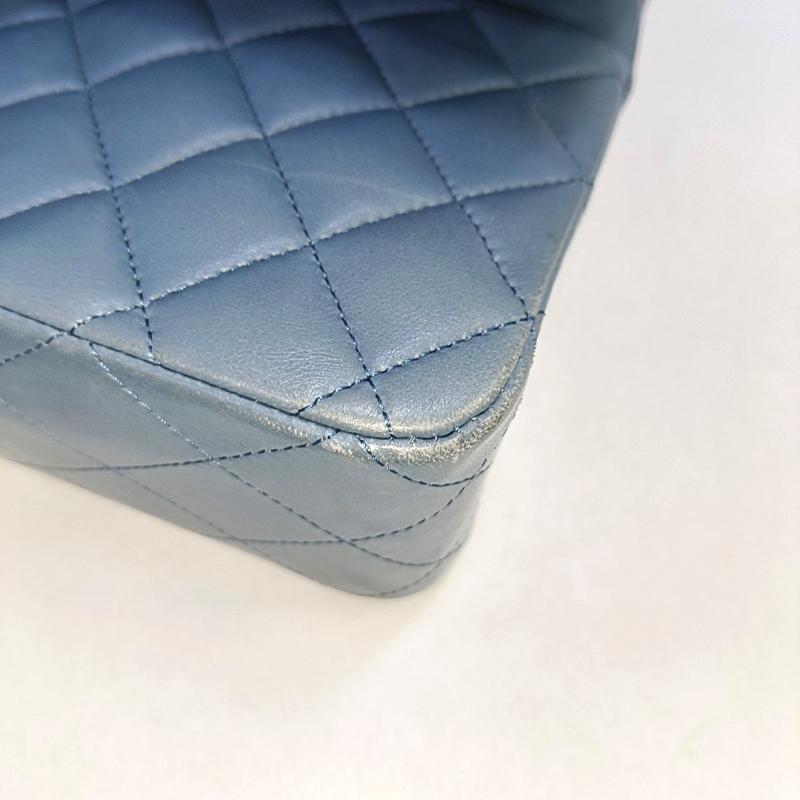 Chanel Timeless Classic Flap Medium Misty Blue Lambskin Leather Silver Hardware 9