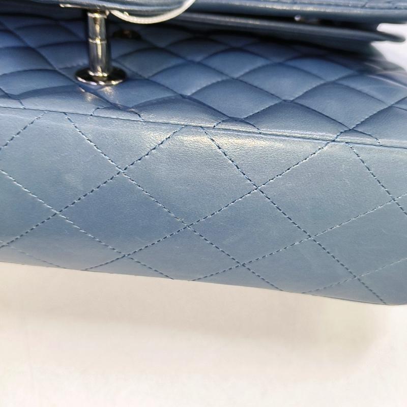 Chanel Timeless Classic Flap Medium Misty Blue Lambskin Leather Silver Hardware 10