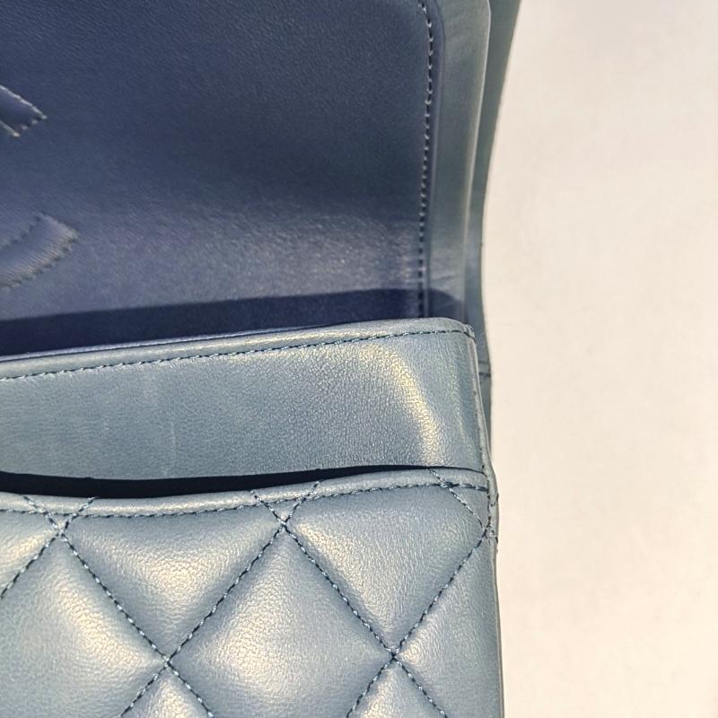 Chanel Timeless Classic Flap Medium Misty Blue Lambskin Leather Silver Hardware 11