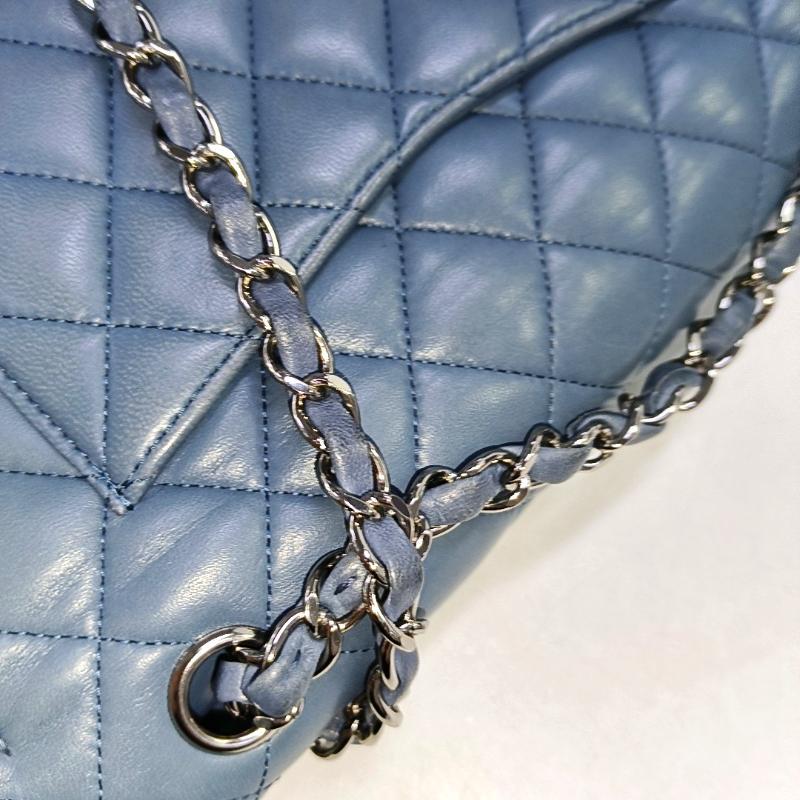 Chanel Timeless Classic Flap Medium Misty Blue Lambskin Leather Silver Hardware 12