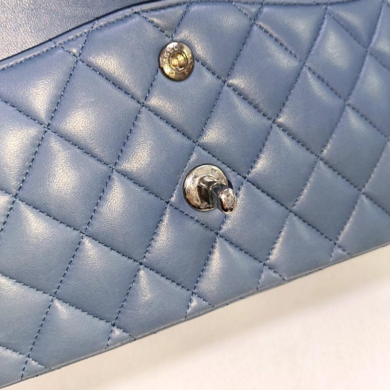 Chanel Timeless Classic Flap Medium Misty Blue Lambskin Leather Silver Hardware 3
