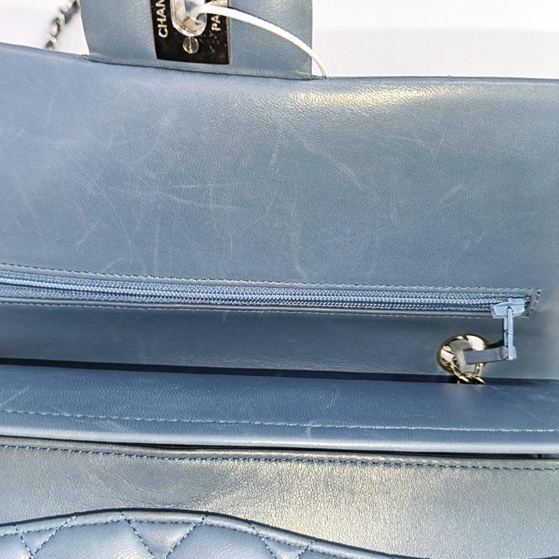 Chanel Timeless Classic Flap Medium Misty Blue Lambskin Leather Silver Hardware 4