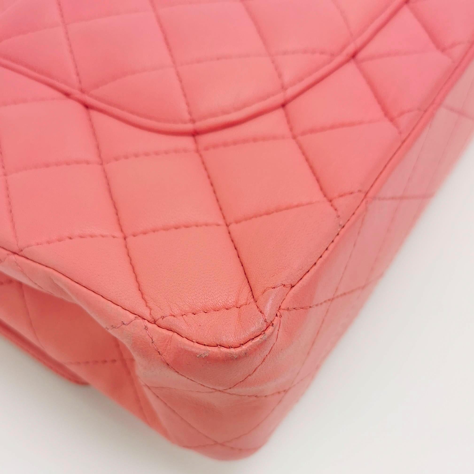 Chanel Timeless Classic Flap Medium Pink Lambskin Leather Gold Hardware For Sale 3