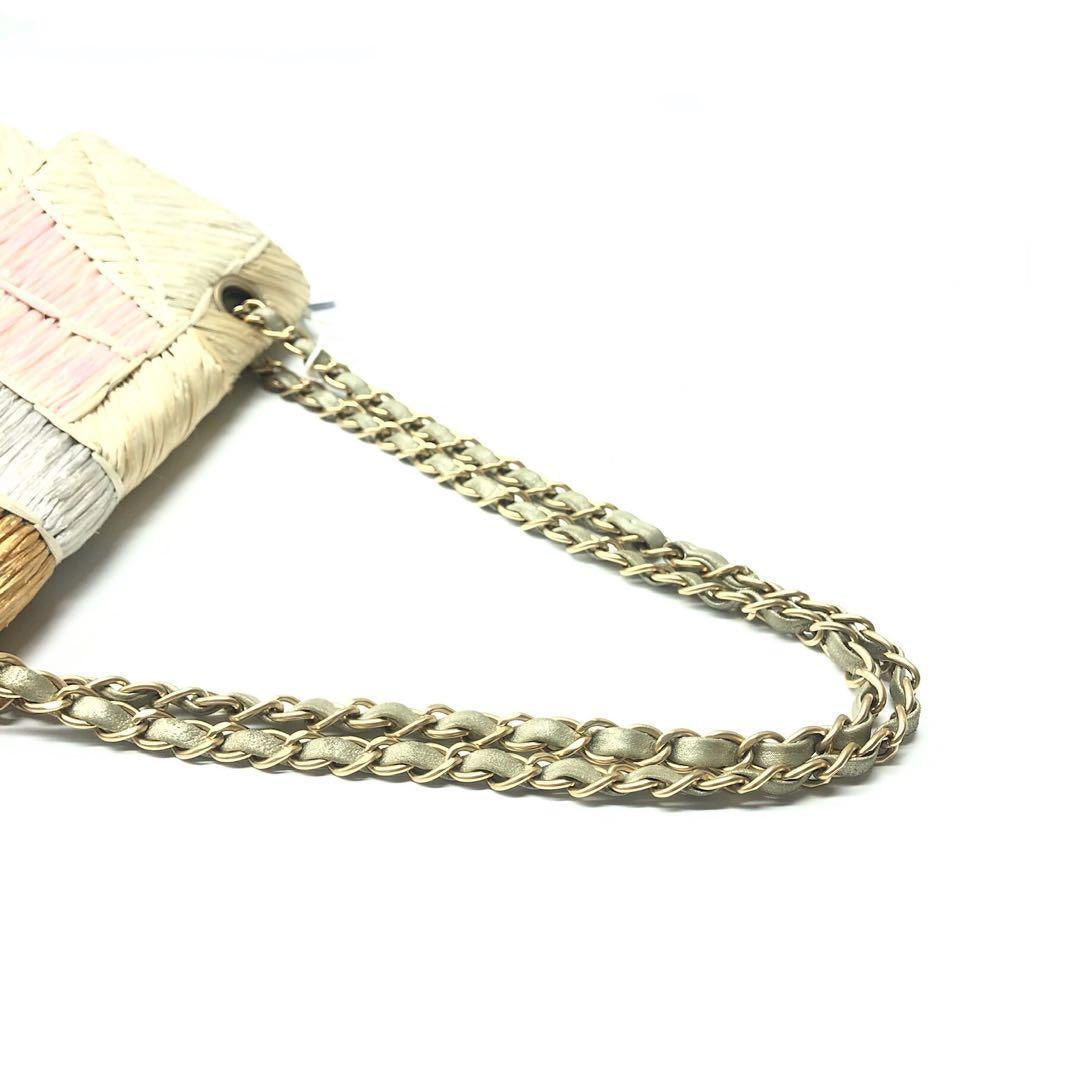 Chanel Timeless Classic Flap Medium Rare Patchwork Multicolor Raffia Gold Hardwa im Angebot 1