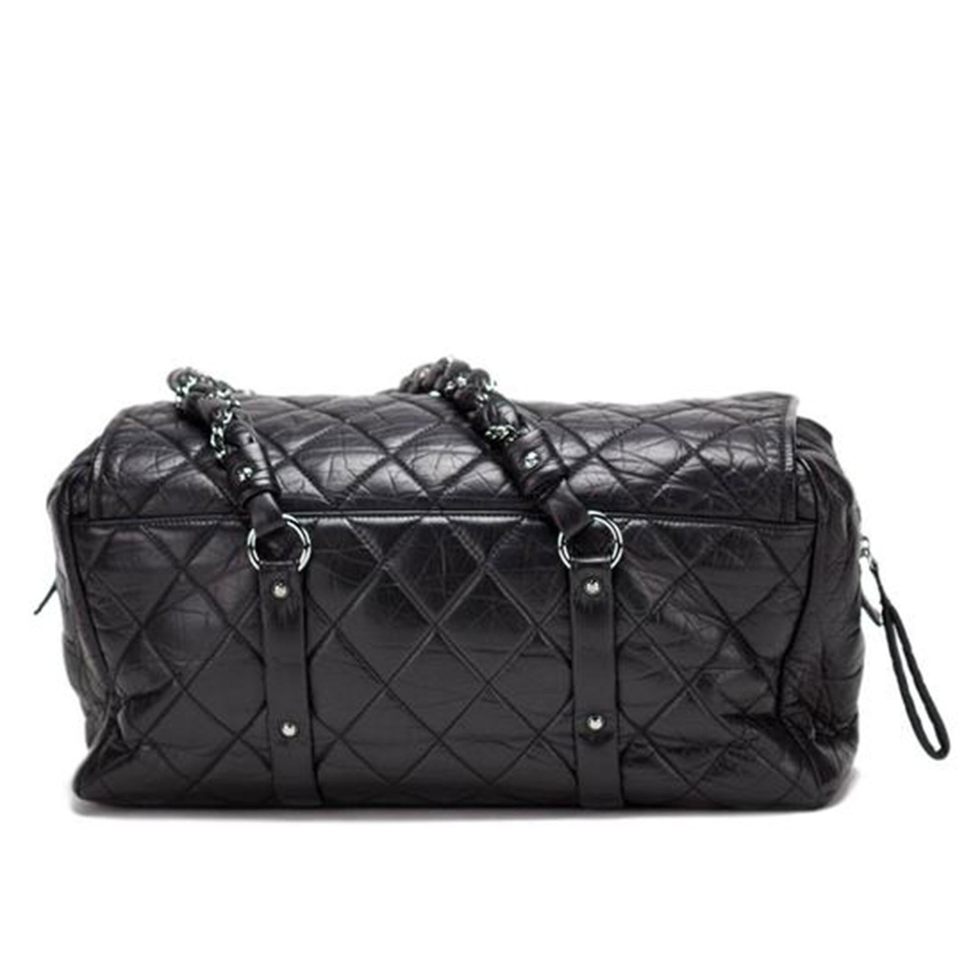 Chanel Timeless Classic Flap Quilted Distressed Large Blck Calfskin Leather Tote For Sale 1