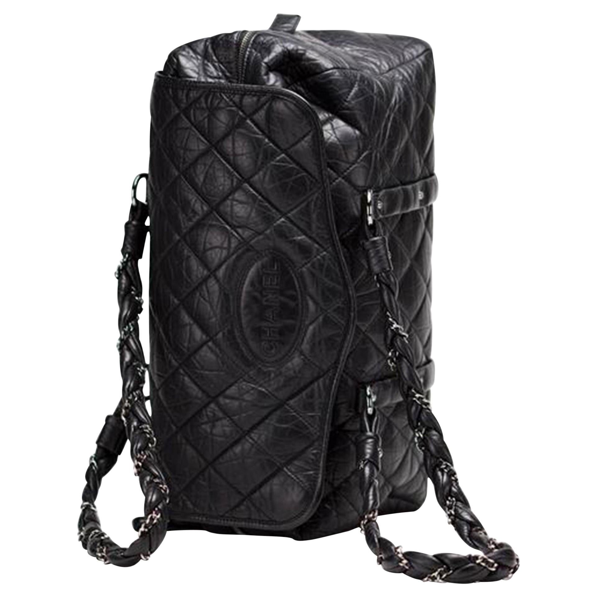 Chanel Timeless Classic Flap Quilted Distressed Large Blck