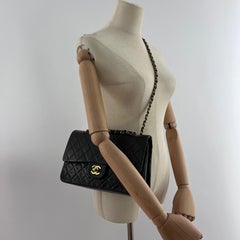CHANEL Timeless Classic Medium Double Flap Bag Black Lambskin 1994–1996