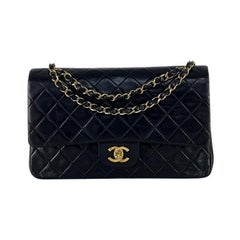 CHANEL Timeless Classic Medium Double Flap Bag Black Lambskin 1994–1996
