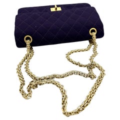 CHANEL timeless classic medium double flap bag in purpel Jersey, 2000s