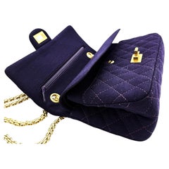CHANEL timeless classic medium double flap bag in purpel Jersey, 2000s