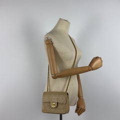 CHANEL Timeless Classic Mini Single Flap Beige Lambskin Handbag 1989–1991