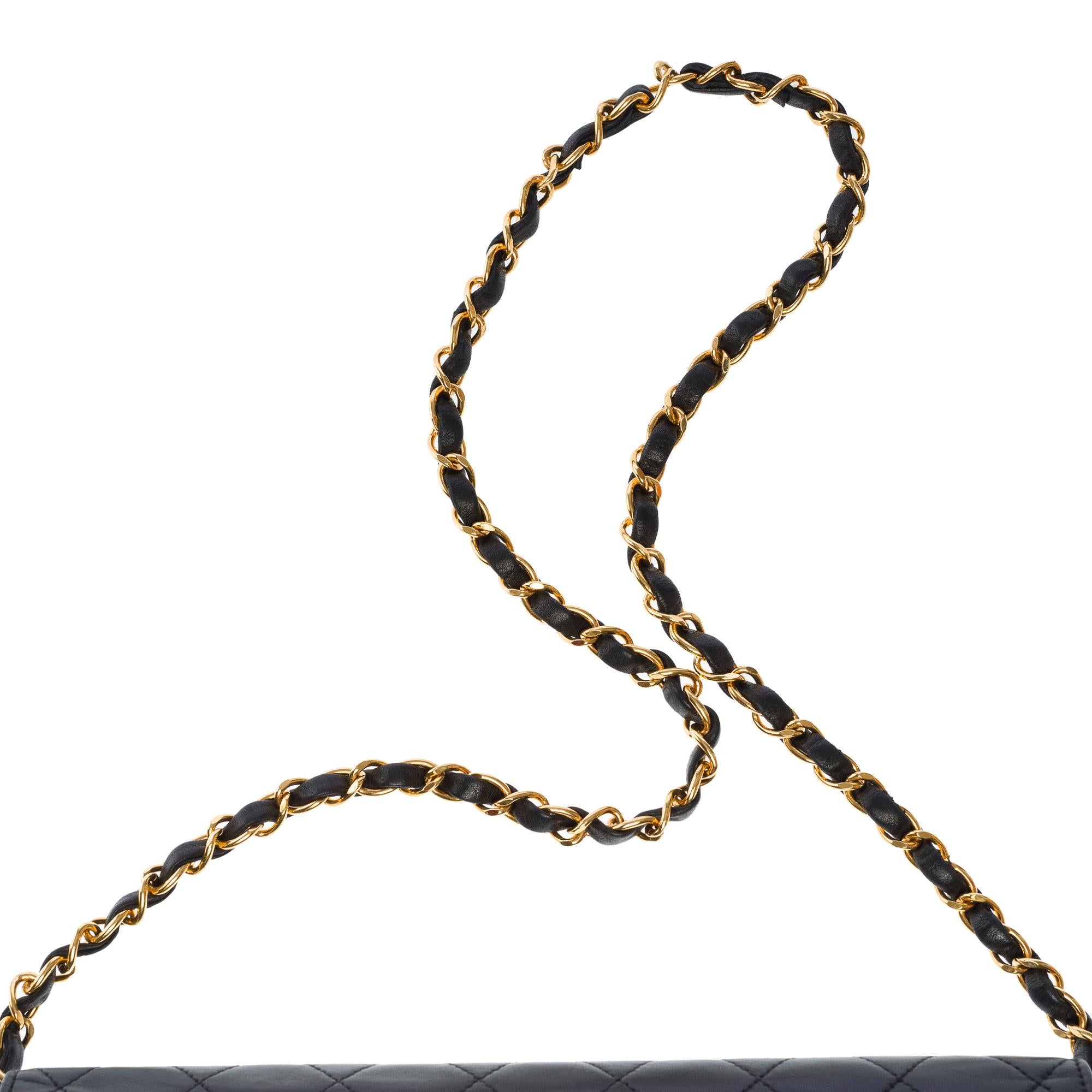 Chanel Timeless/Classic Push Lock shoulder flap bag in black quilted lamb , GHW For Sale 5