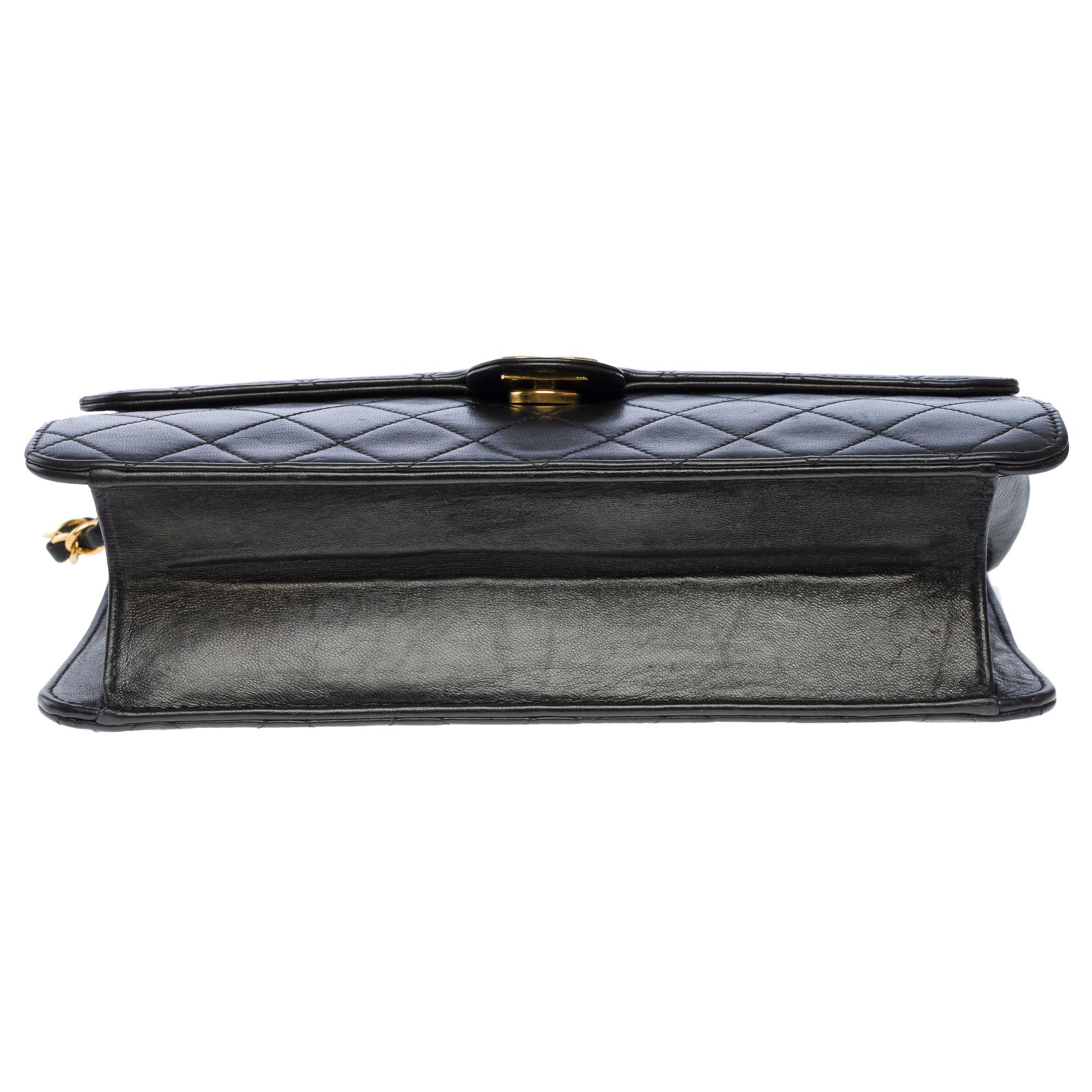 Chanel Timeless/Classic Push Lock shoulder flap bag in black quilted lamb , GHW For Sale 6