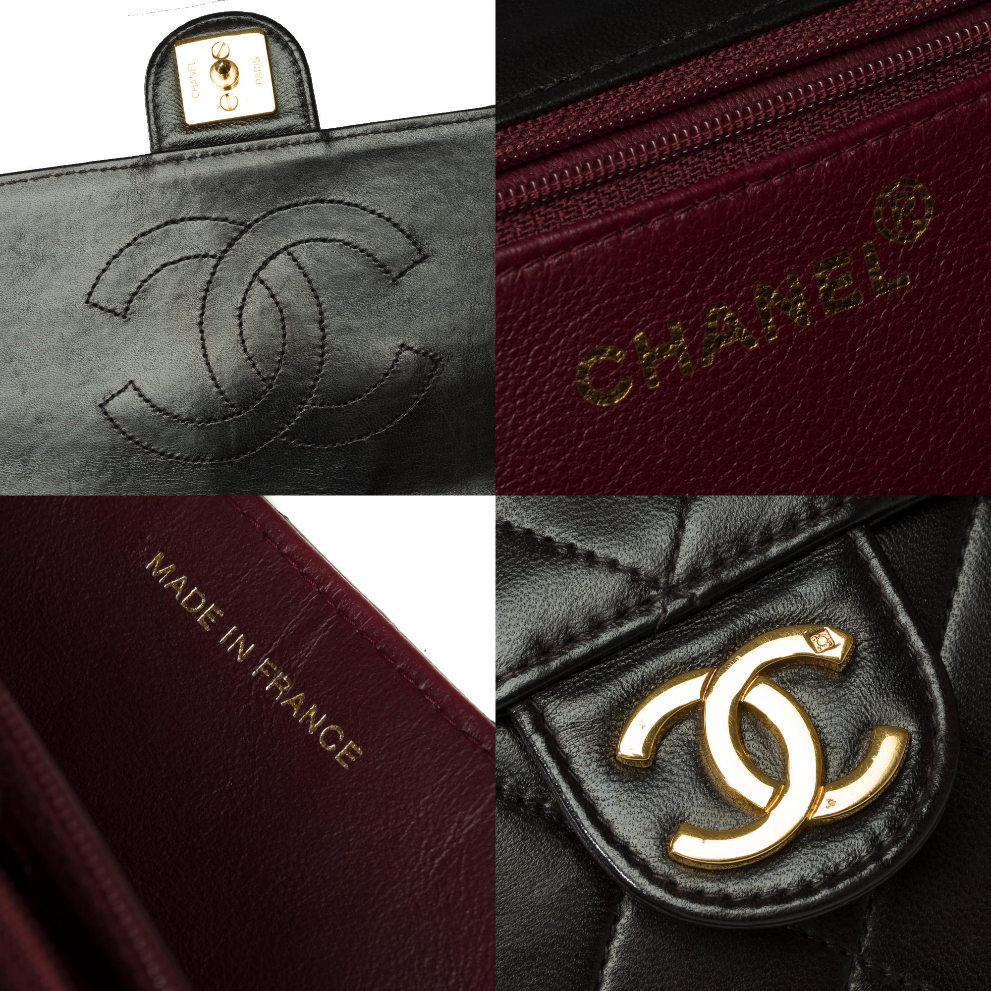 Chanel Timeless/Classic Push Lock shoulder flap bag in black quilted lamb , GHW 1