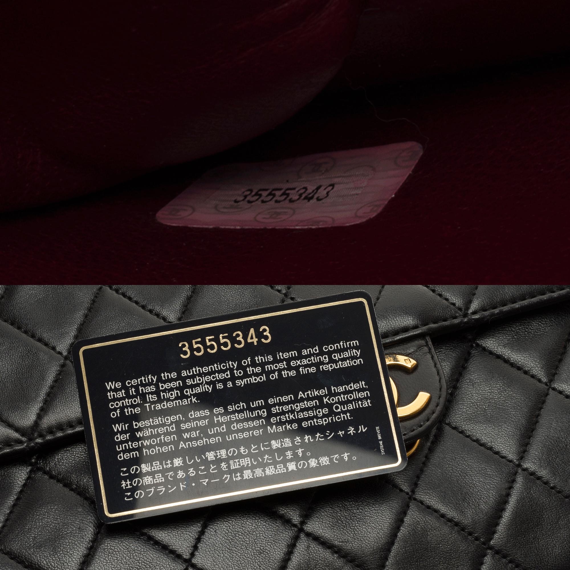 Chanel Timeless/Classic Push Lock shoulder flap bag in black quilted lamb , GHW For Sale 3