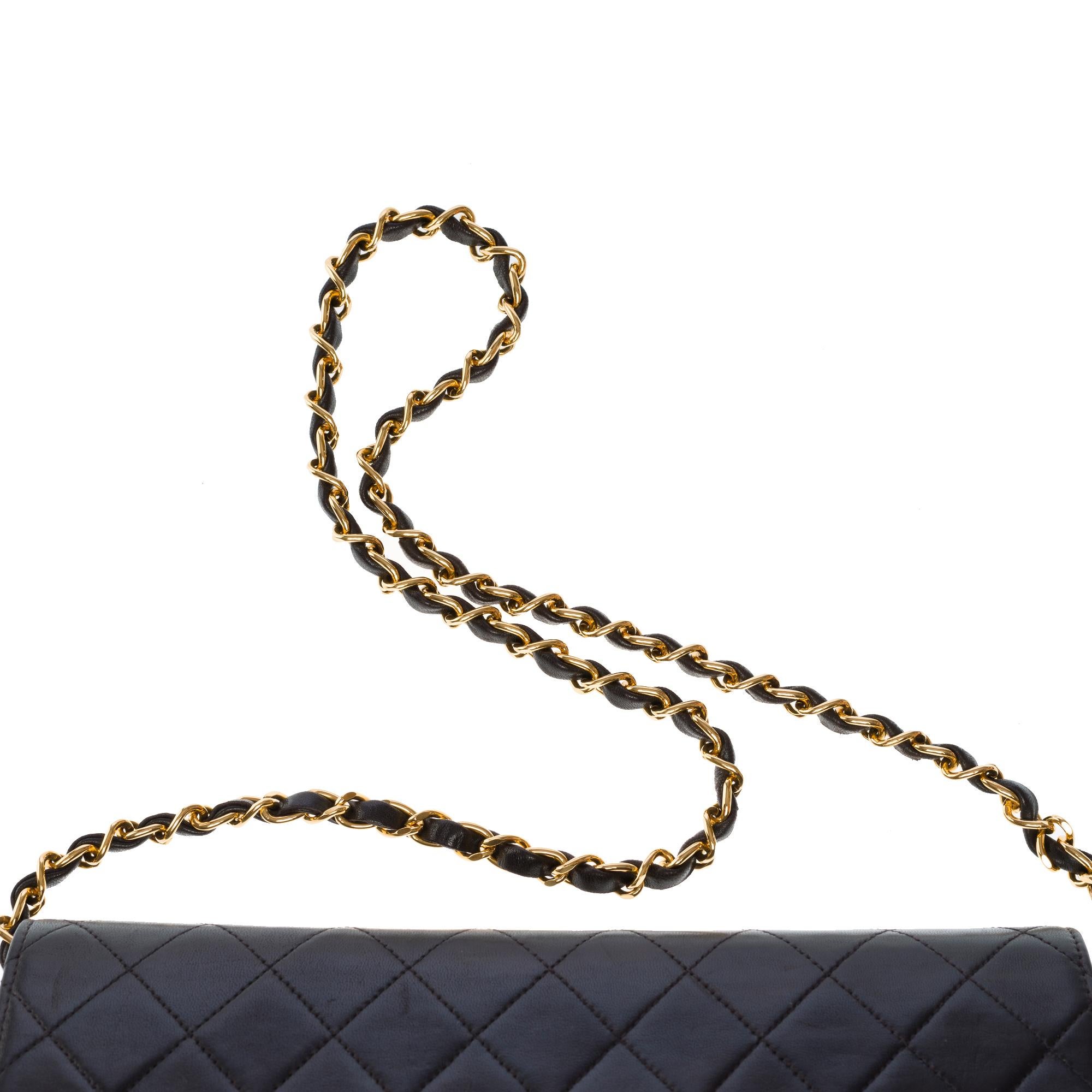 Chanel Timeless/Classic Push Lock shoulder flap bag in black quilted lamb , GHW 4