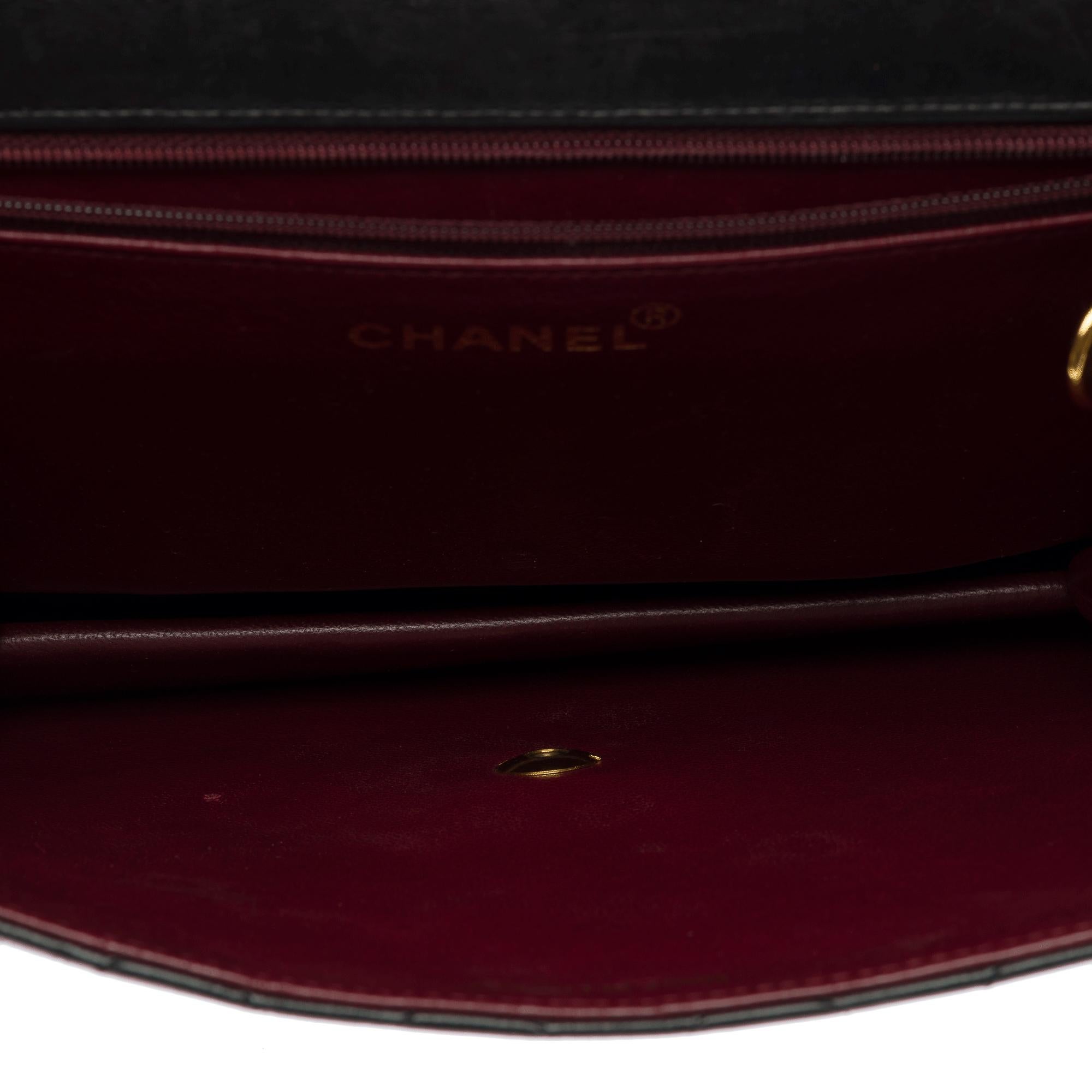 Chanel Timeless/Classic Push Lock shoulder flap bag in black quilted lamb , GHW For Sale 4
