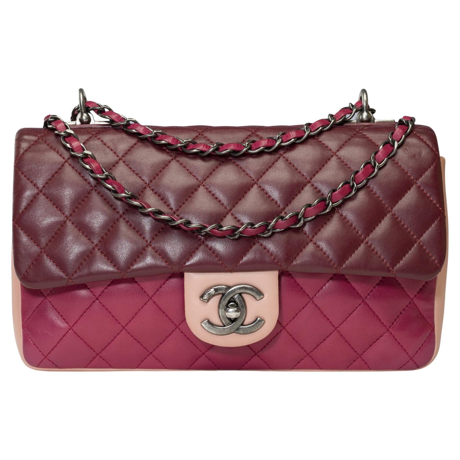 Chanel Timeless/Classic shoulder bag in Tricolor quilted lambskin , ASHW For Sale