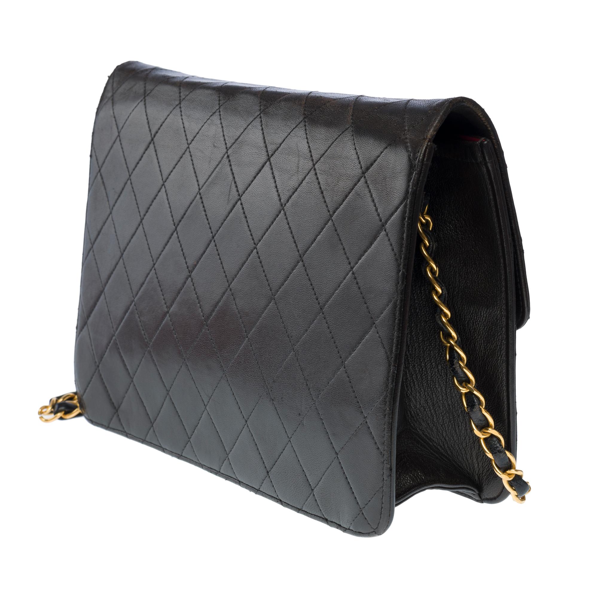 Chanel Timeless/Classic single flap shoulder bag in black quilted lambskin , GHW 1