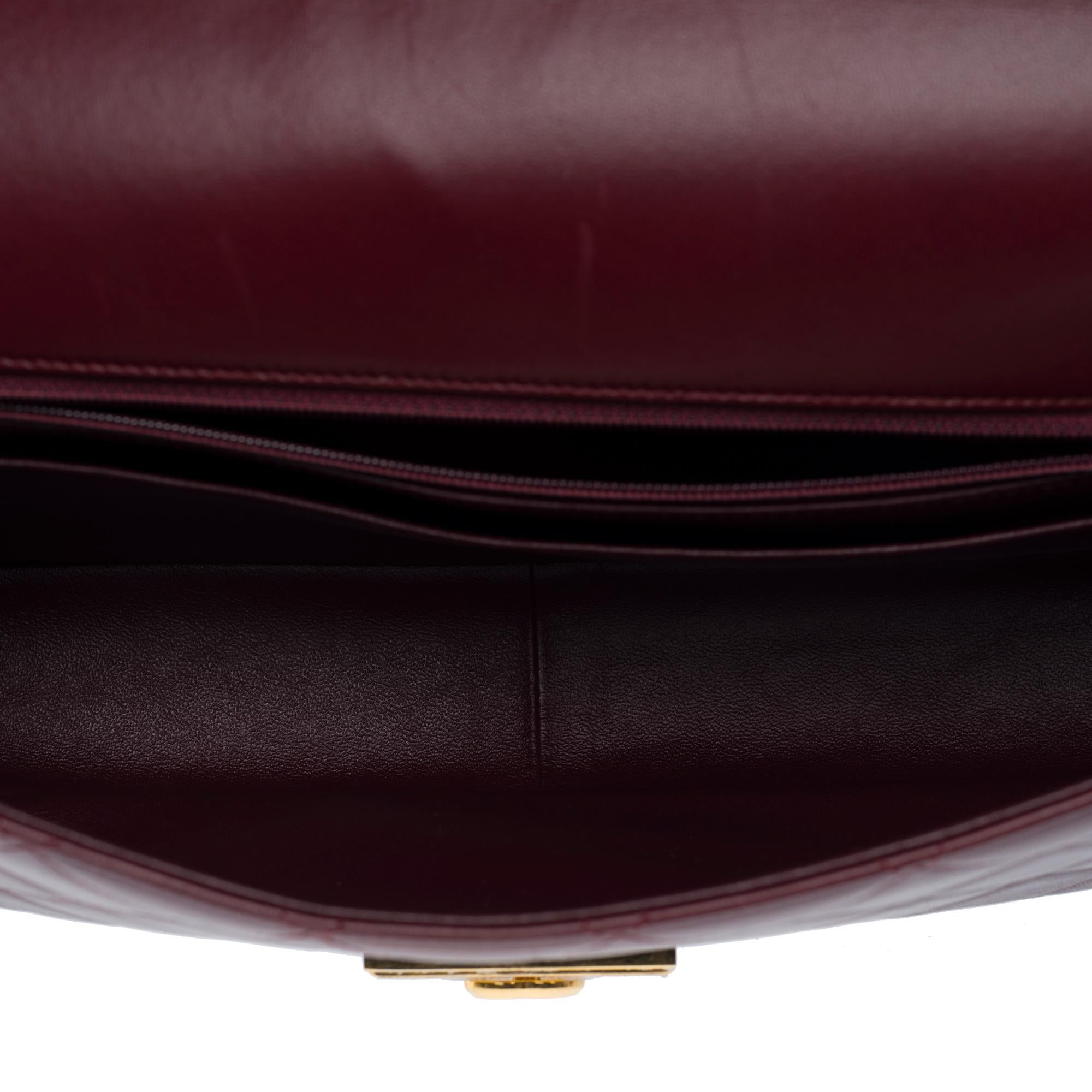 Chanel Timeless/Classic single flap shoulder bag in Burgundy Lambskin , GHW For Sale 3