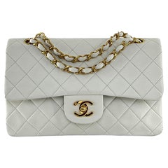 CHANEL Timeless Classic Small Double Flap White Lambskin Handbag 1994-1996