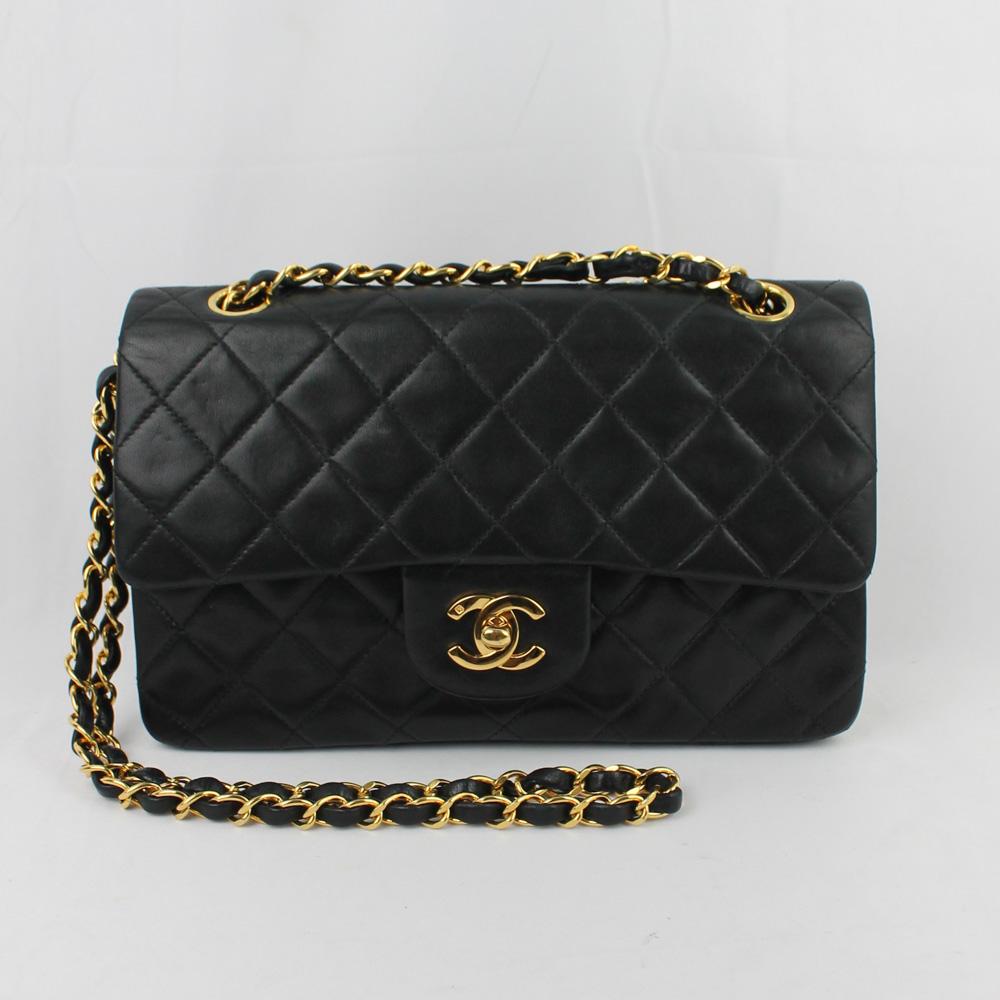Chanel Timeless Classic Small Black Gold en vente 5