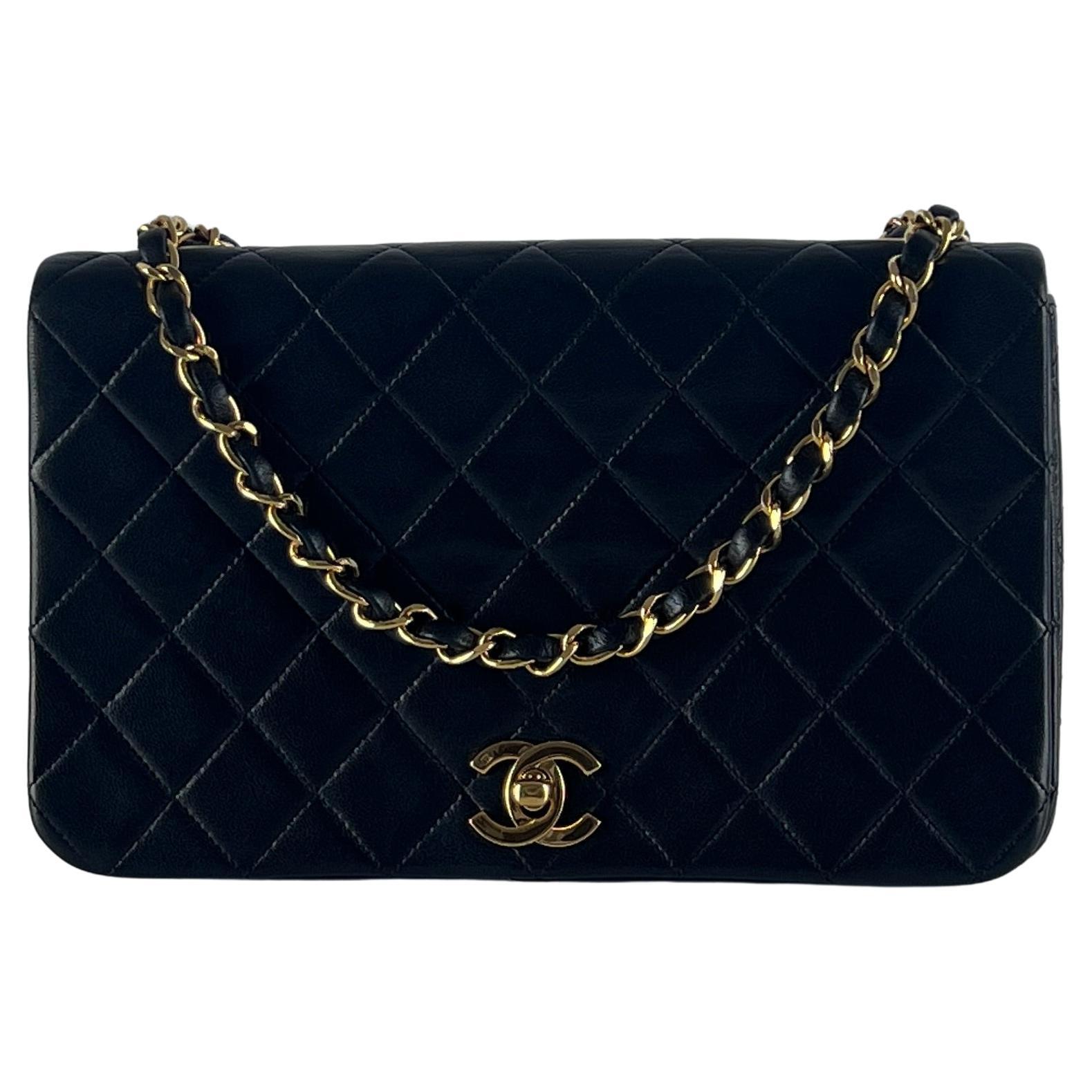 CHANEL Timeless Classic Small Single Flap Bag Black Lambskin 1989–1991