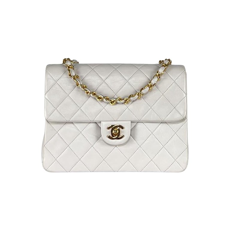 CHANEL Timeless Classic Small Single Flap Bag White Lambskin 1989–1991