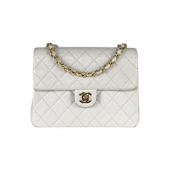 CHANEL Timeless Classic Small Single Flap Bag White Lambskin 1989–1991
