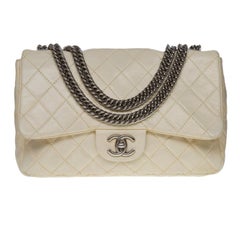Chanel Timeless/Classique Jumbo Flap bag handbag in ecru quilted lambskin, SHW