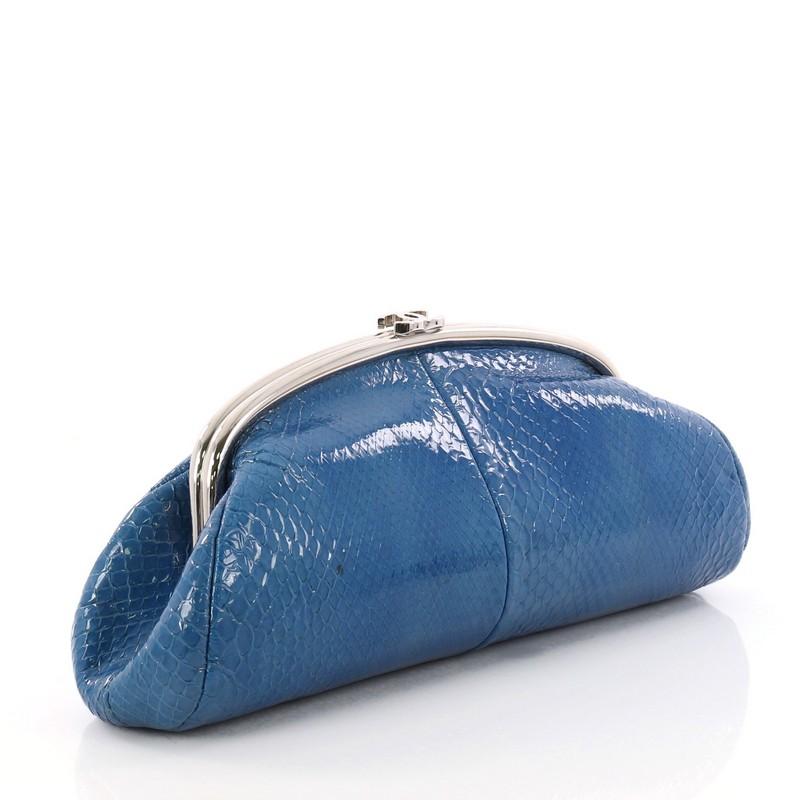 Blue Chanel Timeless Clutch Python