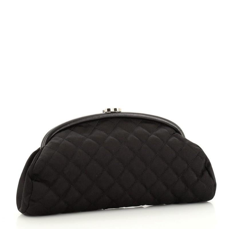 Black Chanel Timeless Clutch Quilted Satin