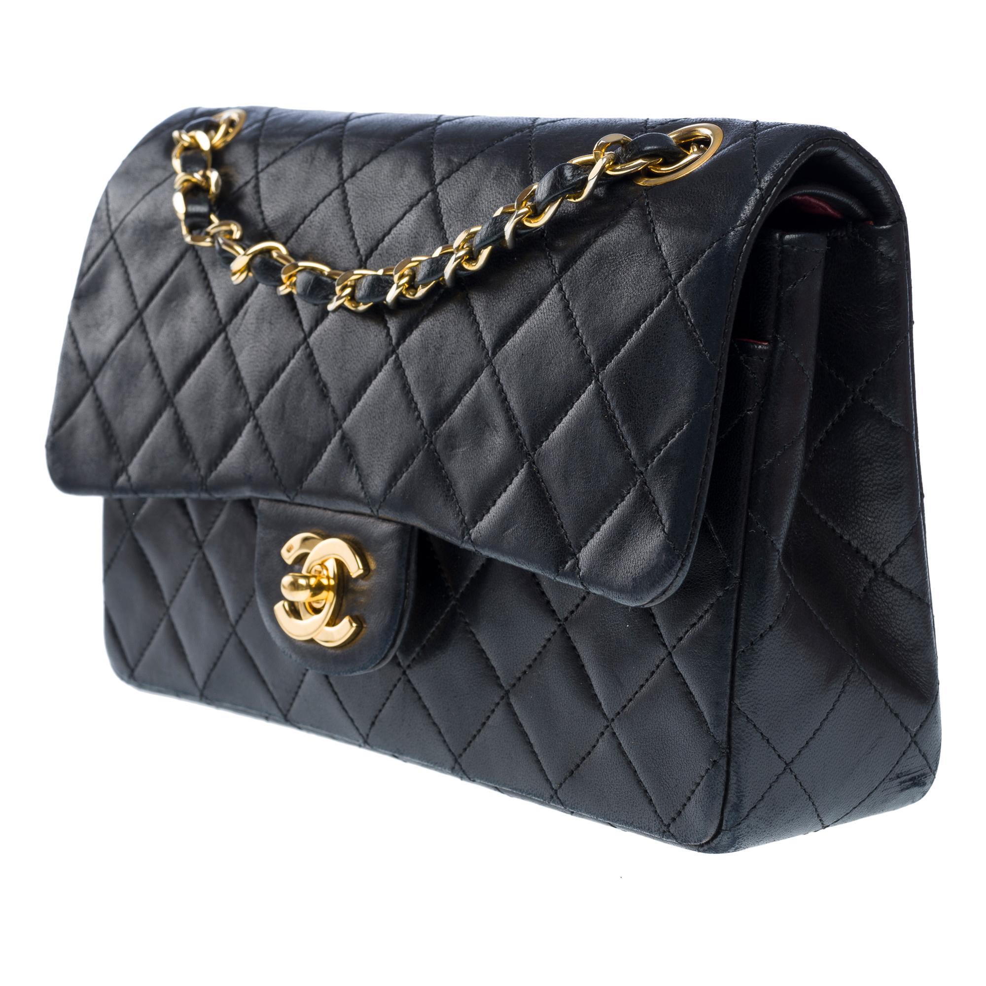 Women's Chanel Timeless Coco 23 double flap shoulder bag in Black Quilted Lambskin, GHW