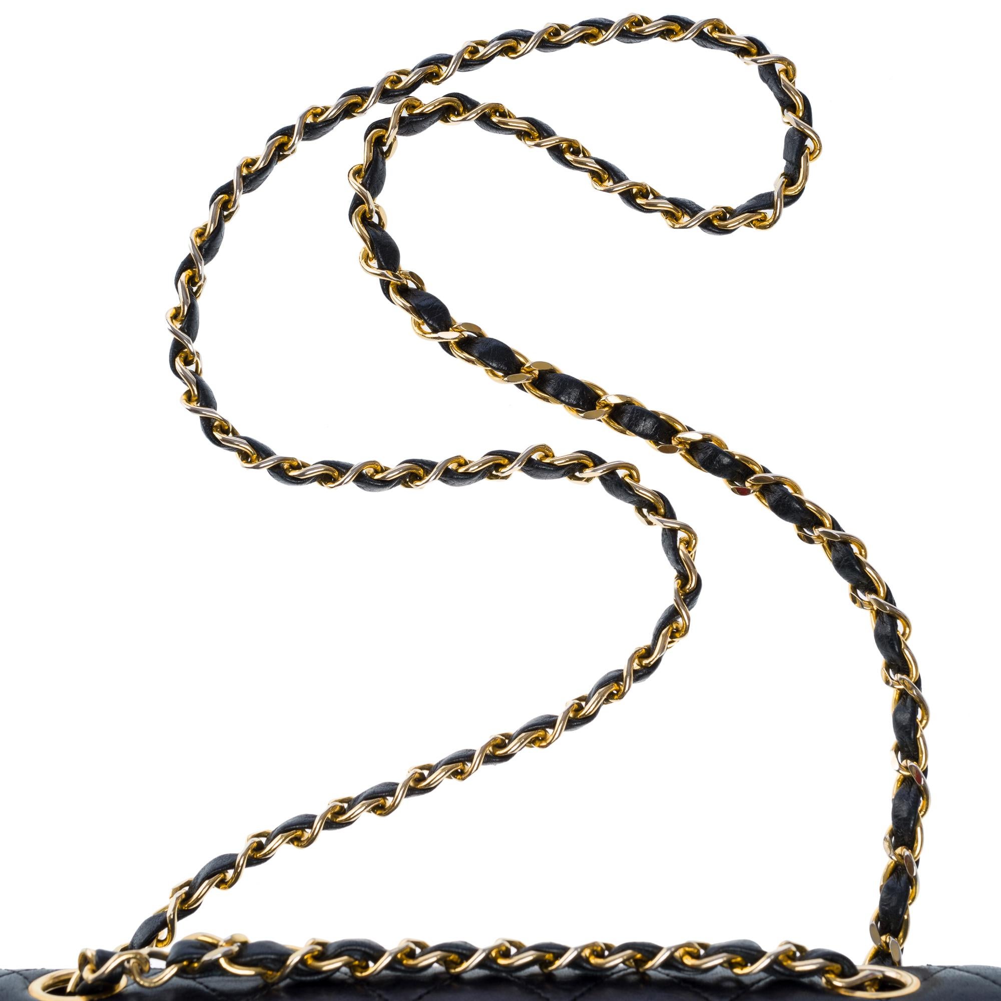 Chanel Timeless Coco 23 double flap shoulder bag in Black Quilted Lambskin, GHW 5
