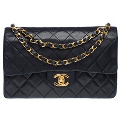 Chanel Timeless Coco 23 double flap shoulder bag in Black Quilted Lambskin, GHW