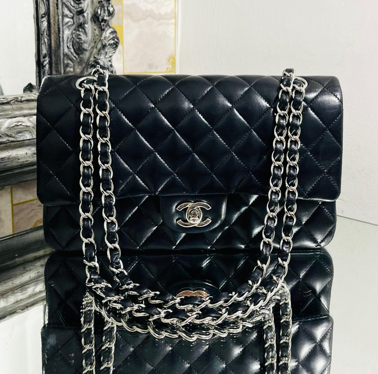 Black Chanel Timeless Double Flap Leather Bag For Sale