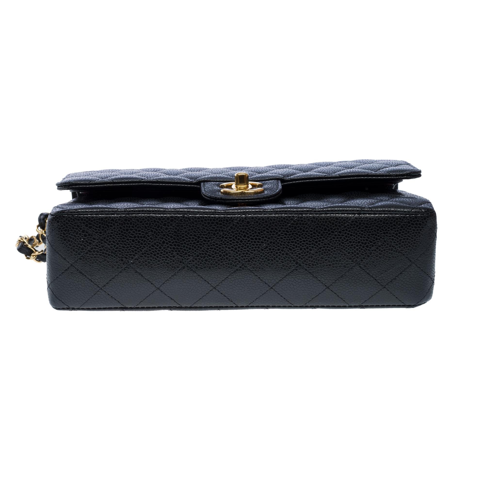 Chanel Timeless double flap shoulder bag in black Caviar quilted leather, GHW For Sale 5