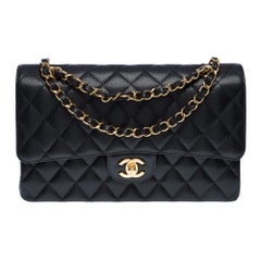 Chanel Timeless double flap shoulder bag in black Caviar quilted leather, GHW