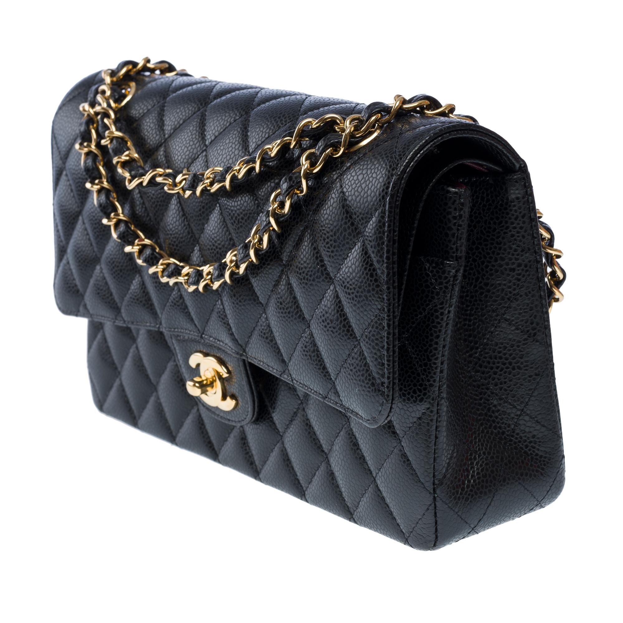 Chanel Timeless double flap shoulder bag in black Caviar quilted leather, GHW In Excellent Condition For Sale In Paris, IDF