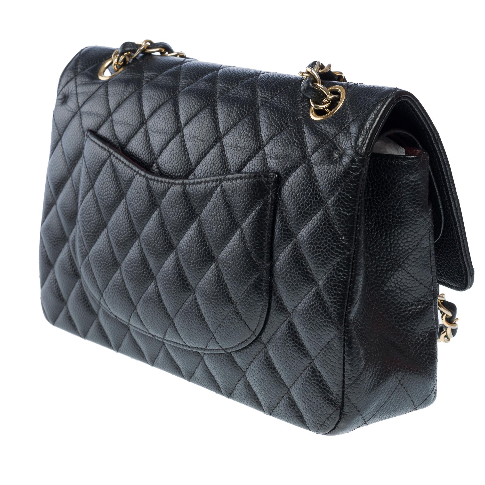 De las mujeres Bolso Chanel Timeless de doble solapa en piel acolchada Caviar negra, GHW