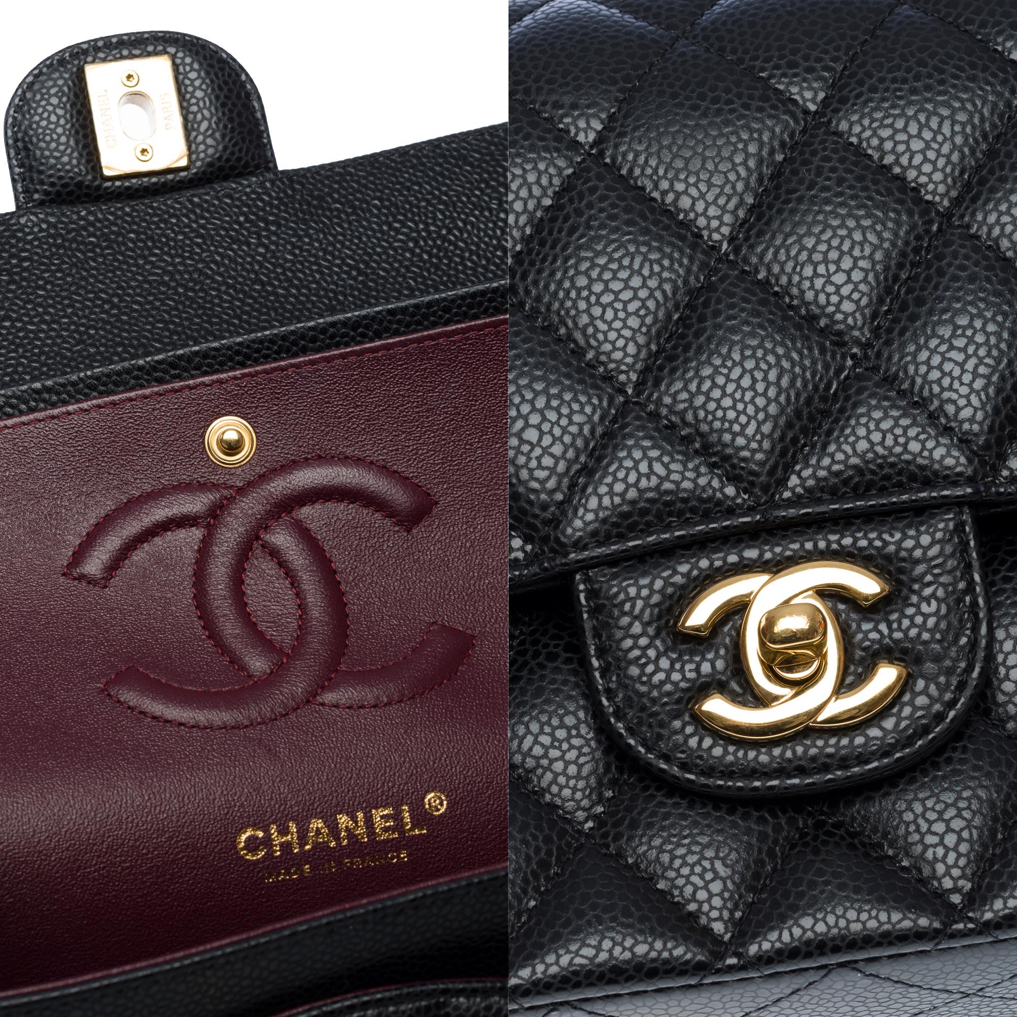 Chanel Timeless double flap shoulder bag in black Caviar quilted leather, GHW For Sale 1