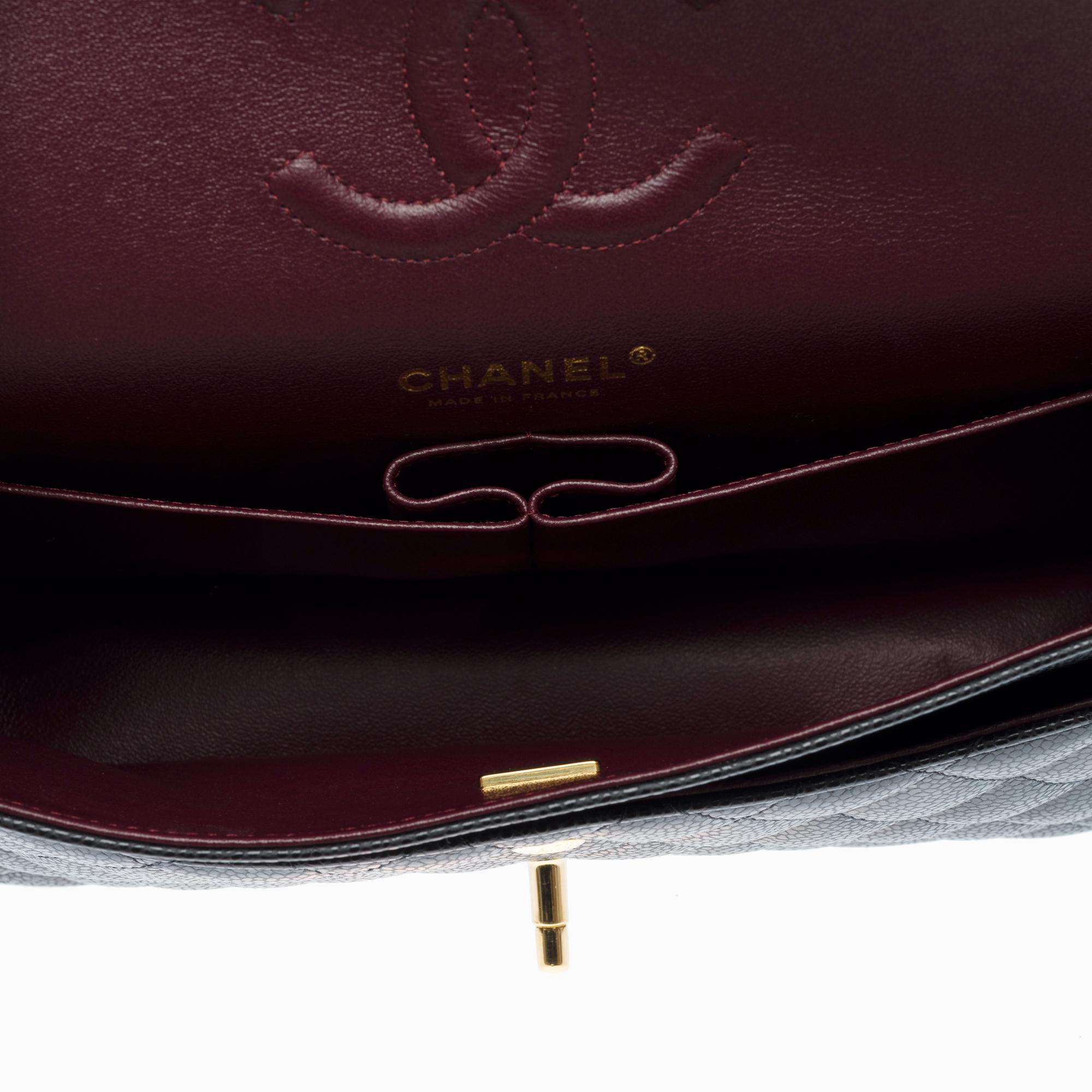 Chanel Timeless double flap shoulder bag in black Caviar quilted leather, GHW For Sale 3