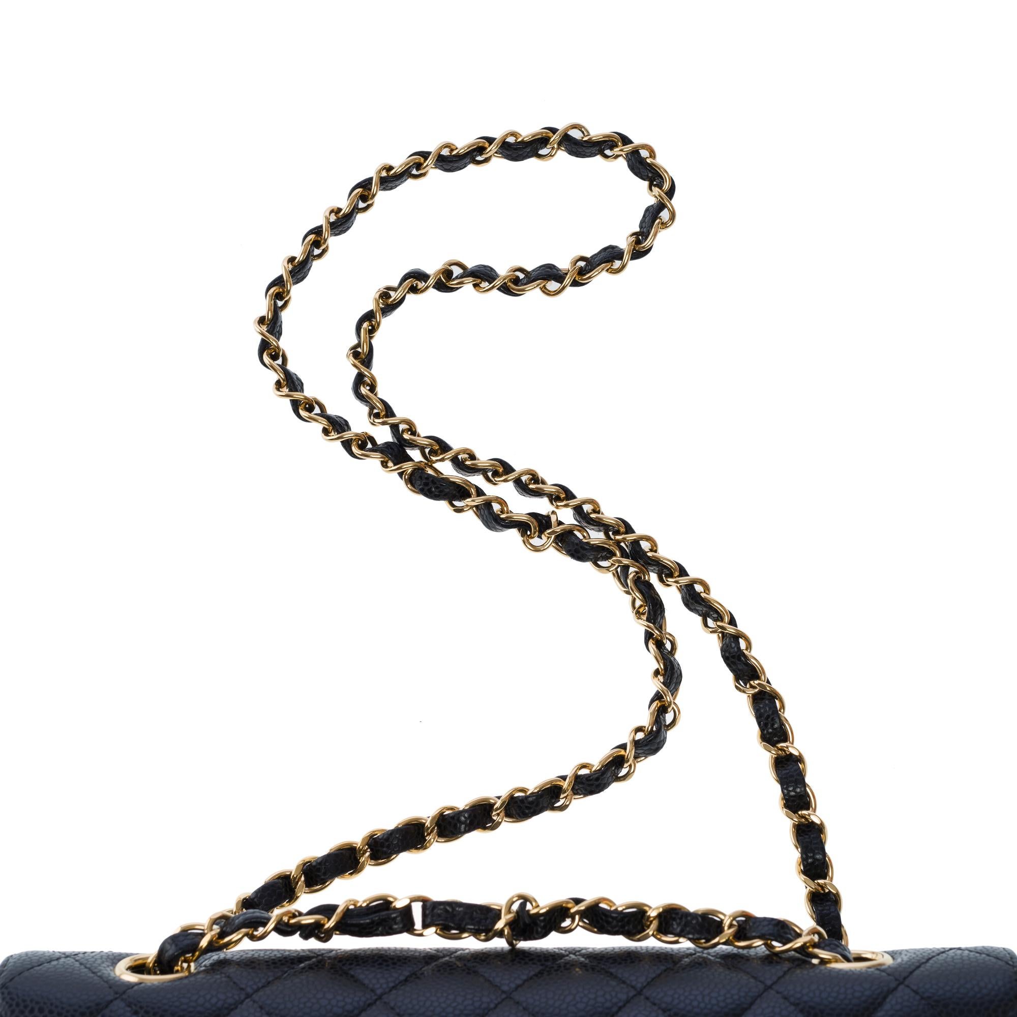 Chanel Timeless double flap shoulder bag in black Caviar quilted leather, GHW For Sale 4